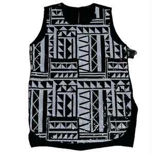 Women's Vince Camuto Black & Silver Sequin Tank Top M